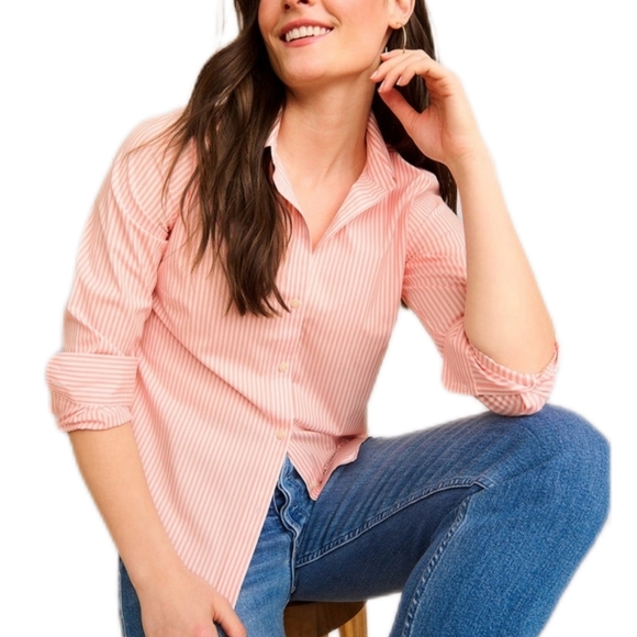 UNTUCKit Marsanne Peach Relax Fit Striped Long Sleeve Button Up Plus Sz 16 - Picture 3 of 13